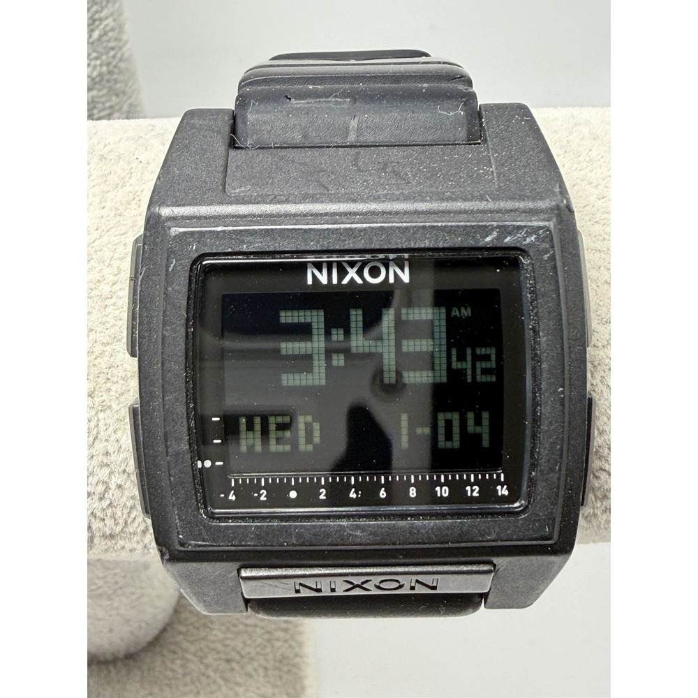 Nixon Base Tide Pro New Battery Digital Watch Black Surf Tactical Mens 42MM 8.5"